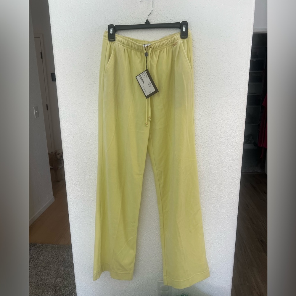 St. John's Bay Yellow Wide Leg Velvet Sweatpants